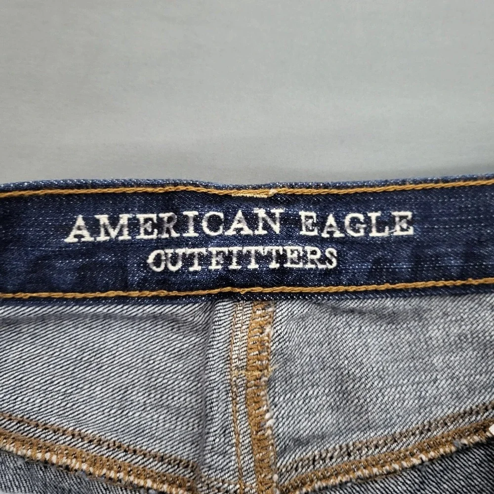 American Eagle Vintage Hi-Rise Button Fly Straight Leg Jeans Dark Wash Womens 4‎